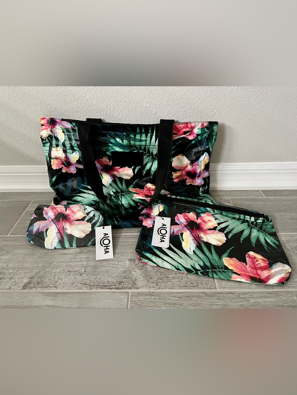 ALOHA Collection Bag/Travel Pouches Hibiscus Palm